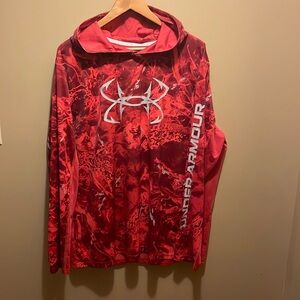 Under Armour Fish Pro IsoChill Hoodie Size XXL Red Camo Print